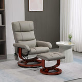 Modern Reclining Swivel Lounge Chair and Ottoman — Gray Faux Leather