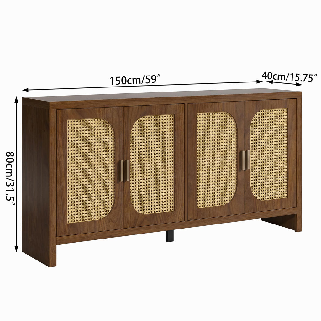 Rattan with Storage, Wooden Cabinet