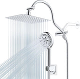 All Metal CUPC Certified Shower Head, 10'' High Pressure Rainfall Shower Head, Handheld Showerhead Combo