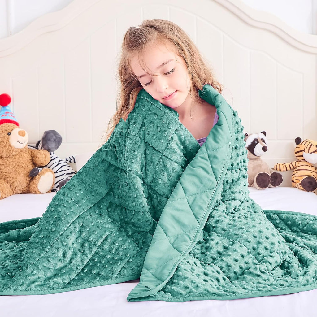 Teal Weighted Blanket 7lbs, 40"x60", Cooling Minky Heavy Throw Blanket for 60-90lbs, Soft Winter Thick Big Blankets