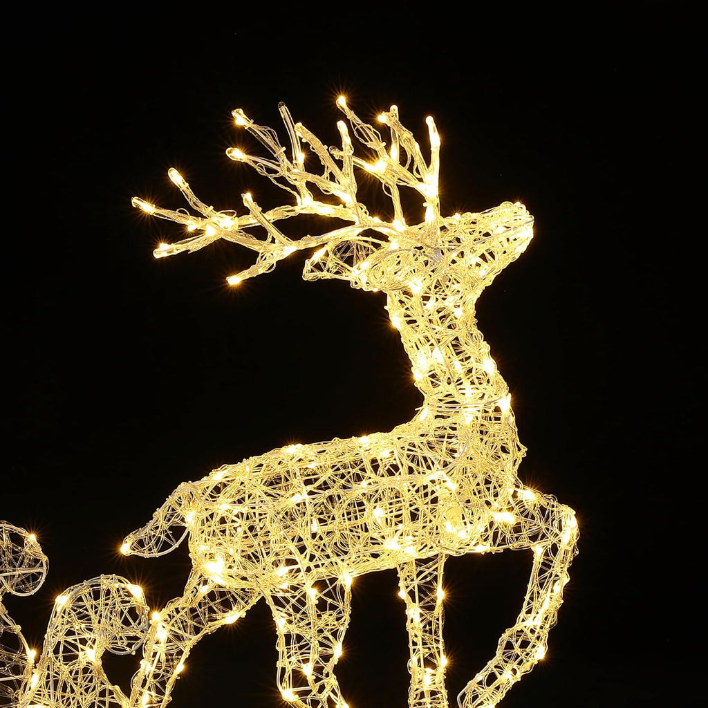 LuxenHome Lighted Reindeer & Sleigh Christmas Decoration