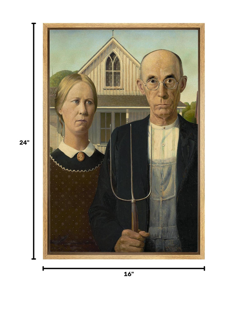 American Gothic by Grant Wood Giclee Framed Canvas Prints Wrapped Gallery Wall Art | Stretched and Framed Ready to