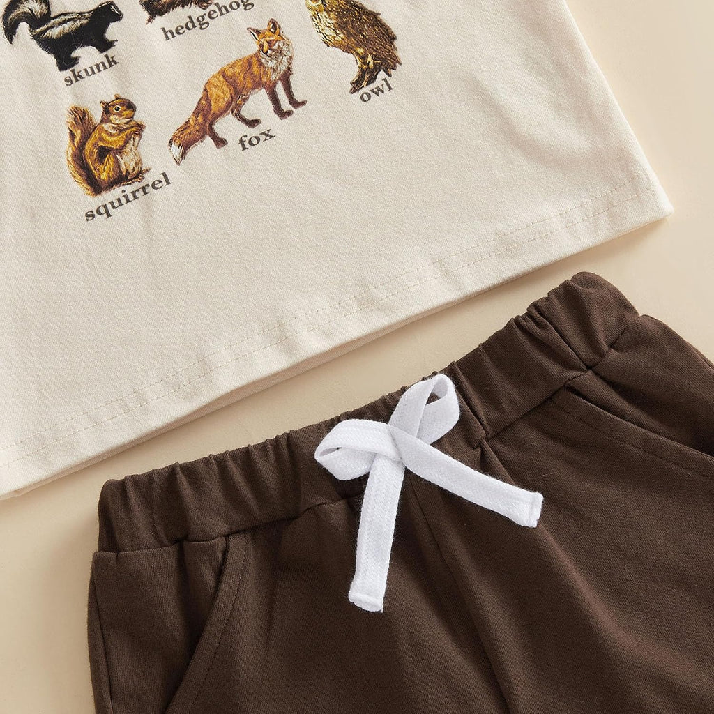 Toddler Baby Boy Clothes Summer Outfit Animals Shirt Shorts Set