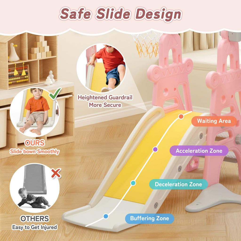 4-in-1 Toddler Slide & Swing Set for Toddlers Age 1-3