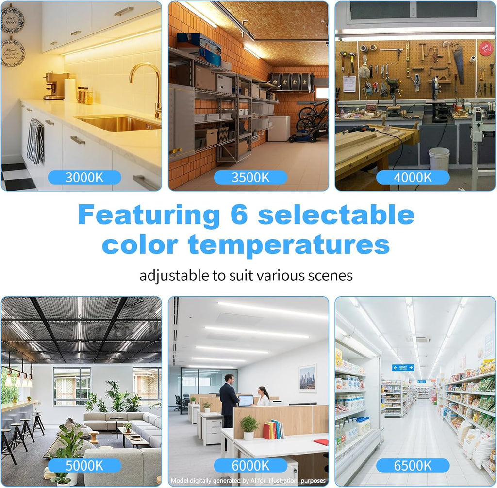 T8 Dimmable LED Tube Light with Remote, 3200LM 24W 6CCT Type B, 4Pack