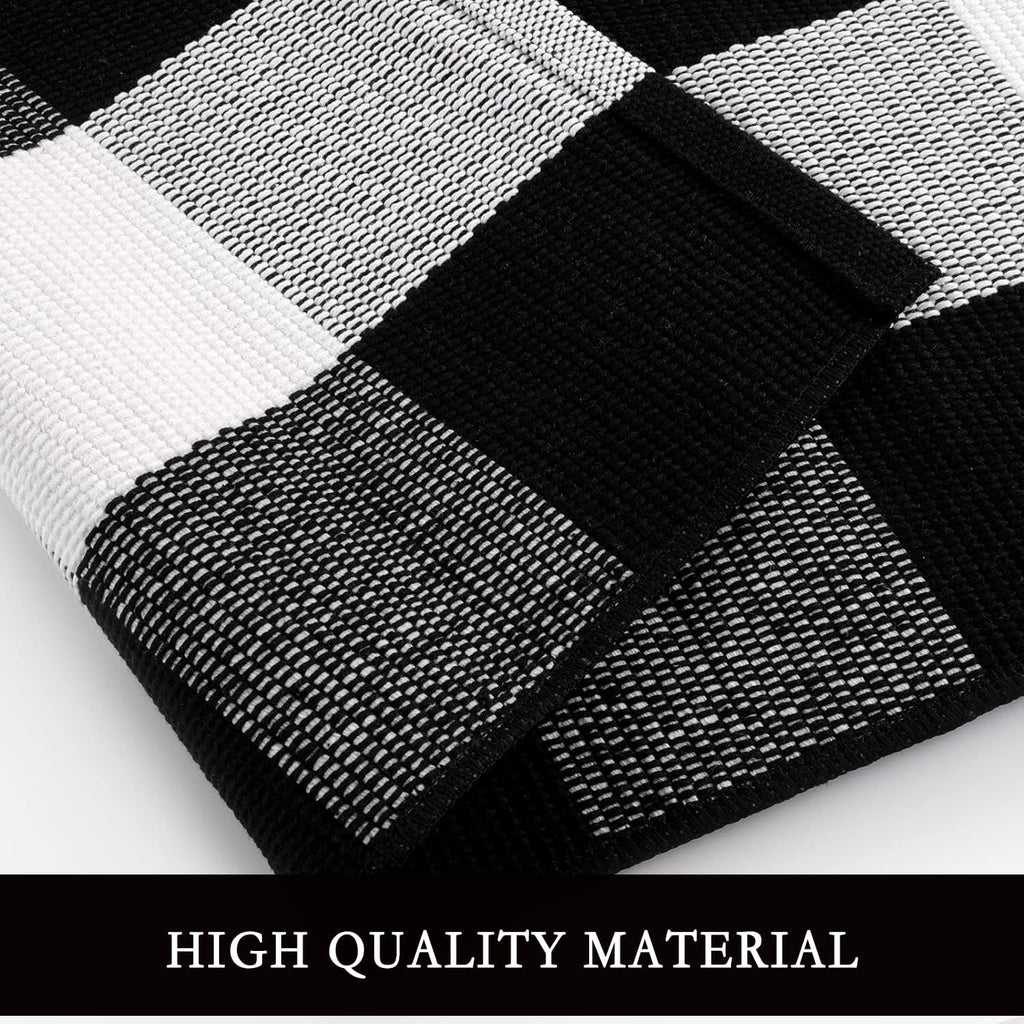 Buffalo Plaid Rug Black and White Check Rug Washable Checkered Area Rug for Farmhouse/Entryway//Living