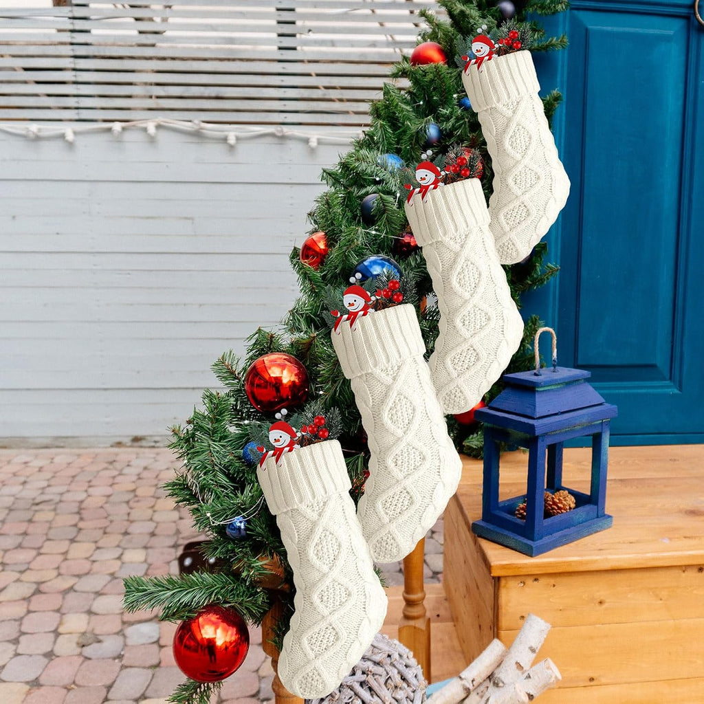 Christmas Stockings Knit, Coarse Knit, Beige - Set of 12