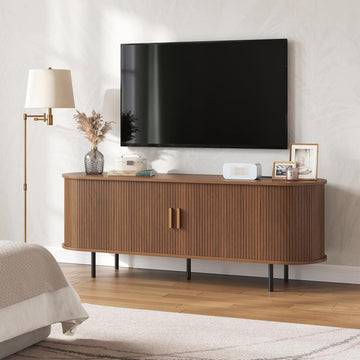 55" Mid-Century Modern TV Stand with Power Outlet, Entertainment Center for TVs up to 60", TV Stand Cabinet with