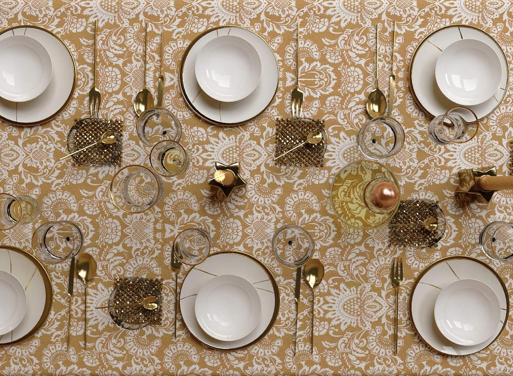 Table Cloth, Country Blue Chambray, 100% Cotton Hemstitch Border Embroidery Rectangular Table Cover, Size 52x70 Inch