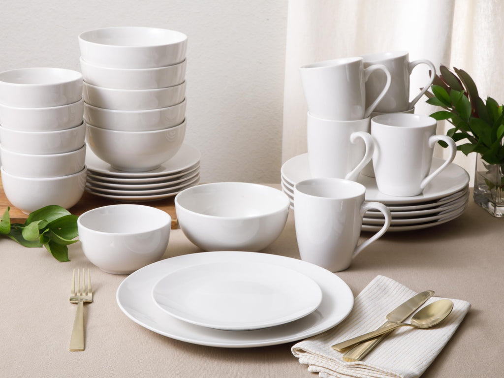 Ogalla 30-Piece Dinnerware Set - Porcelain, Chip & Scratch Resistant, White - Service for 6
