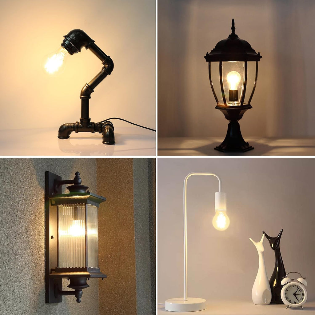 60 Watt Equivalent, E26 LED Filament Light Bulbs, Warm White 2700K, Non-Dimmable, Classic Clear Glass, A19 LED Light