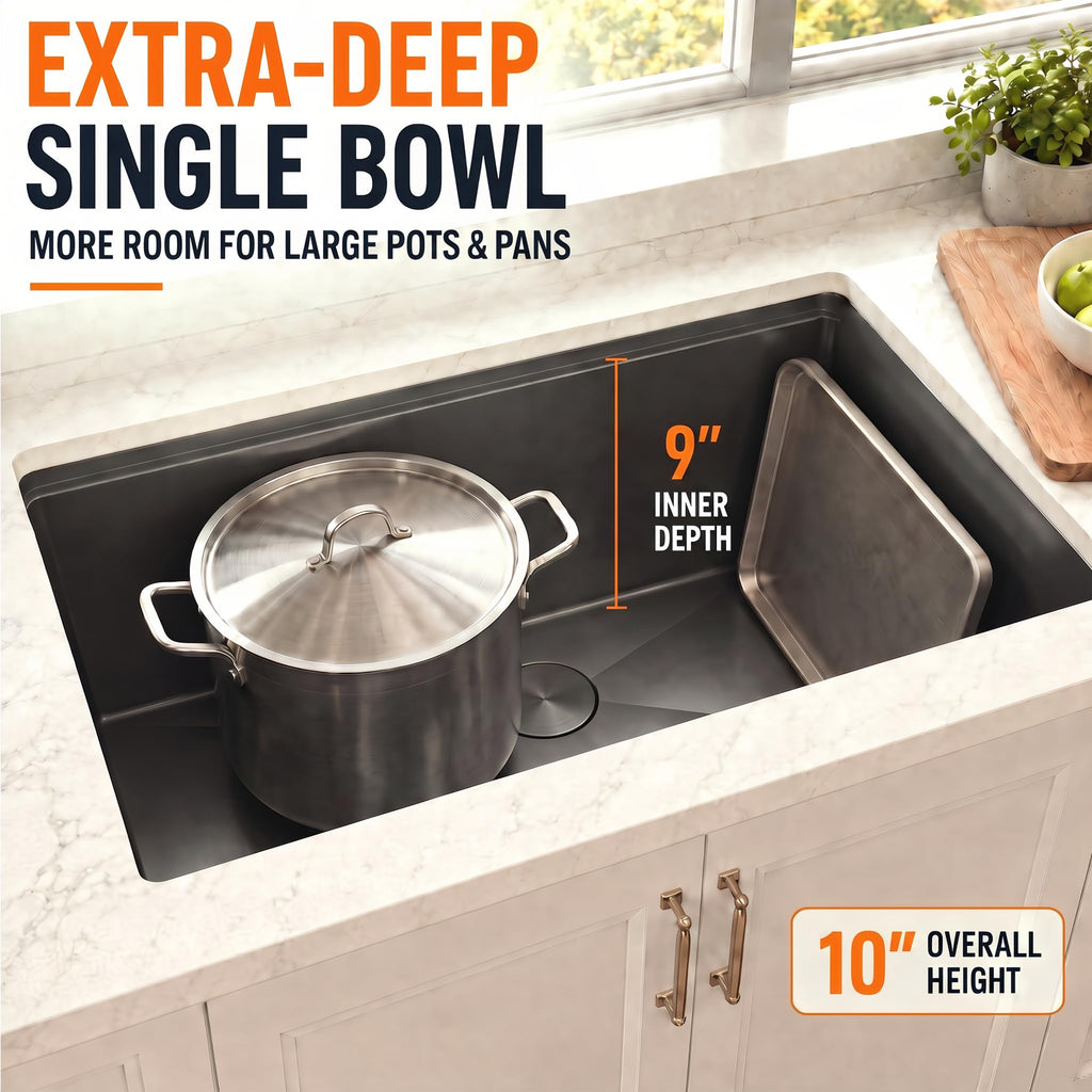 Black Undermount, 32 x 18 Inch Stainless Steel Sink