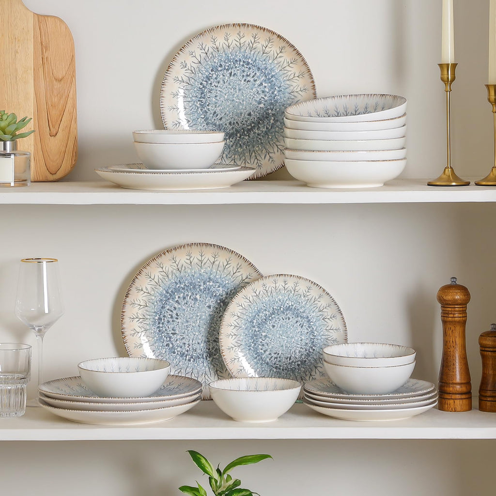 Ceramic Dinnerware Sets for 6, 24 pcs Plates and Bowls Sets