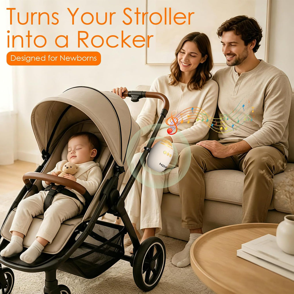 Stroller Rocker with Adjustable Rocking and 11 Soothing Sounds, Hands-Free Portable Baby Rocker for Strollers, Cribs