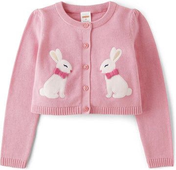 Girls' and Toddler Long Sleeve Embroidered Button Front Cardigan