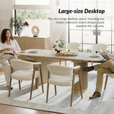 63-80 Inch Extendable Round Dining Table for 4-6, Wooden Oval Kitchen Table with Hidden Leaf & Rounded Corners