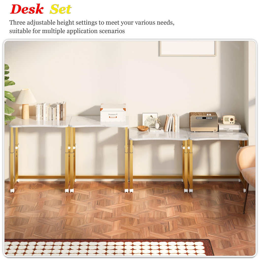 No Tools Assembly Folding Desk, 27.5" Mobile Computer Desks with Wheels, Foldable Writing Fold Table, Portable