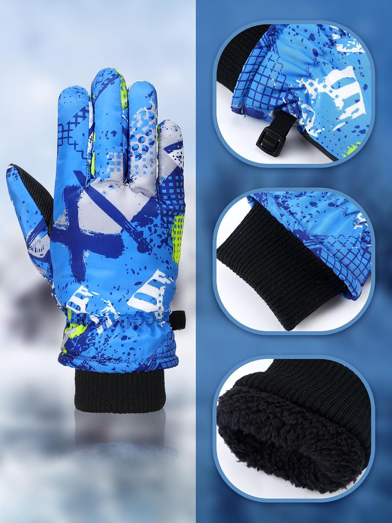2 Pairs Kids Waterproof Winter Snow Gloves