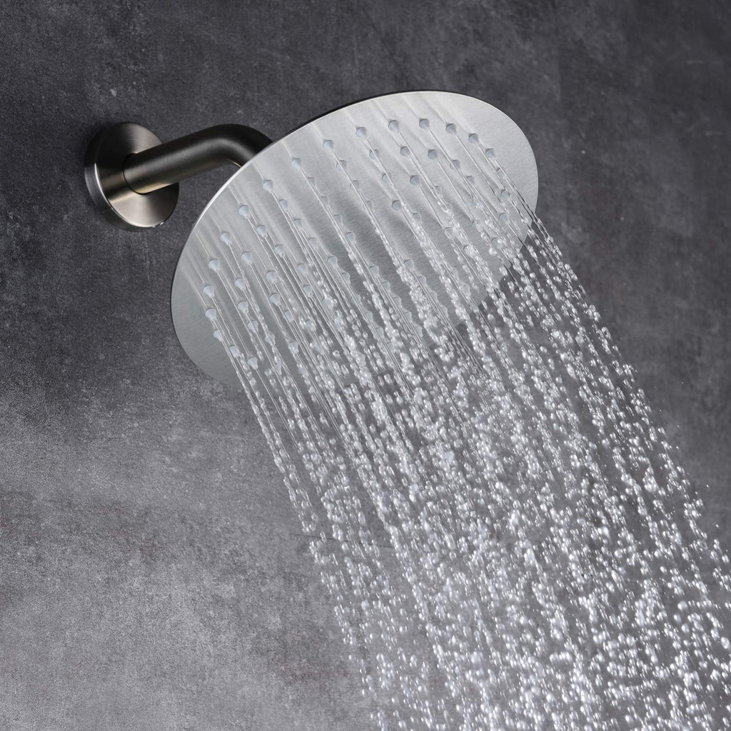 Brushed Nickel Shower System with Waterfall Tub Spout