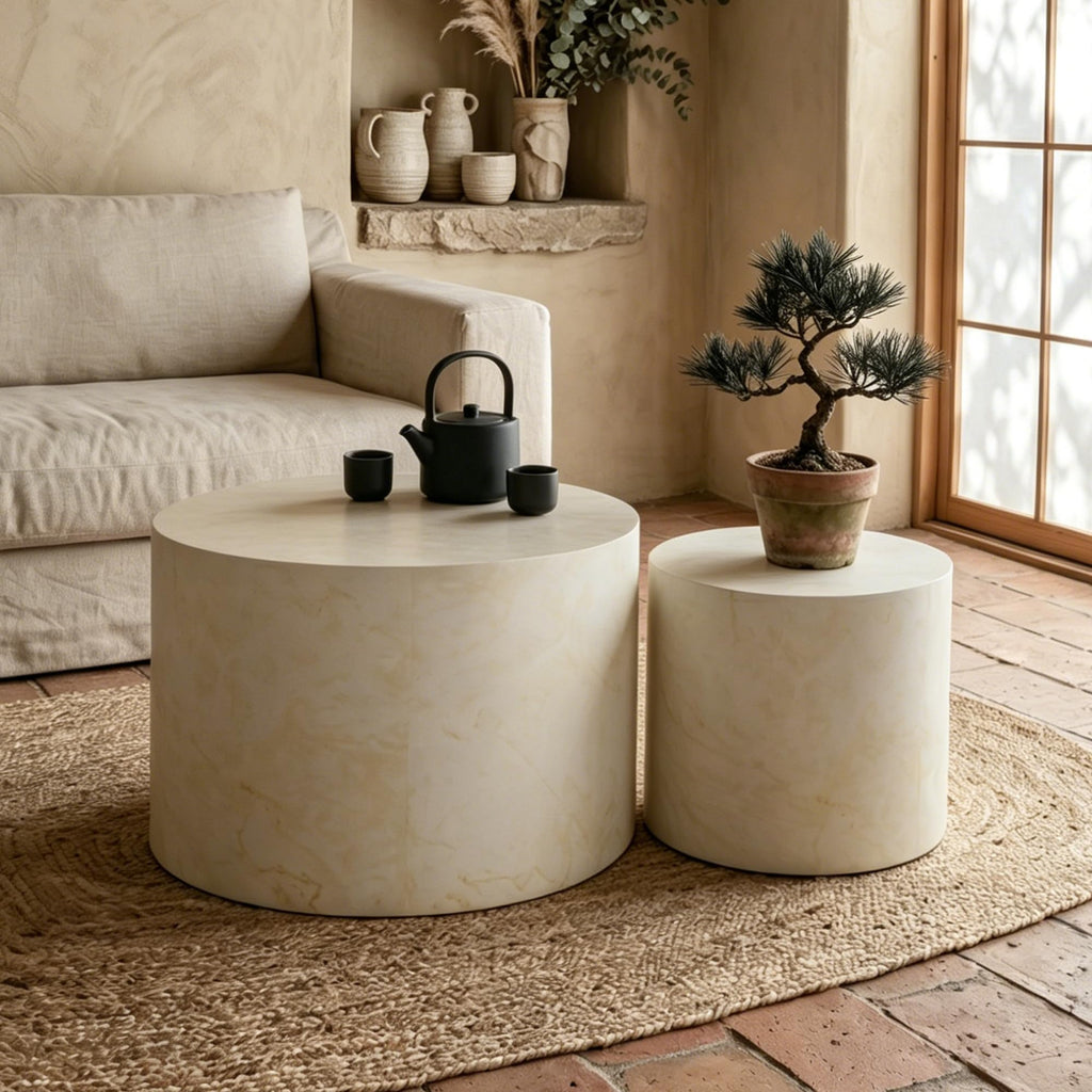 Round Nesting Coffee Set of 2 Living Room, No Assembly