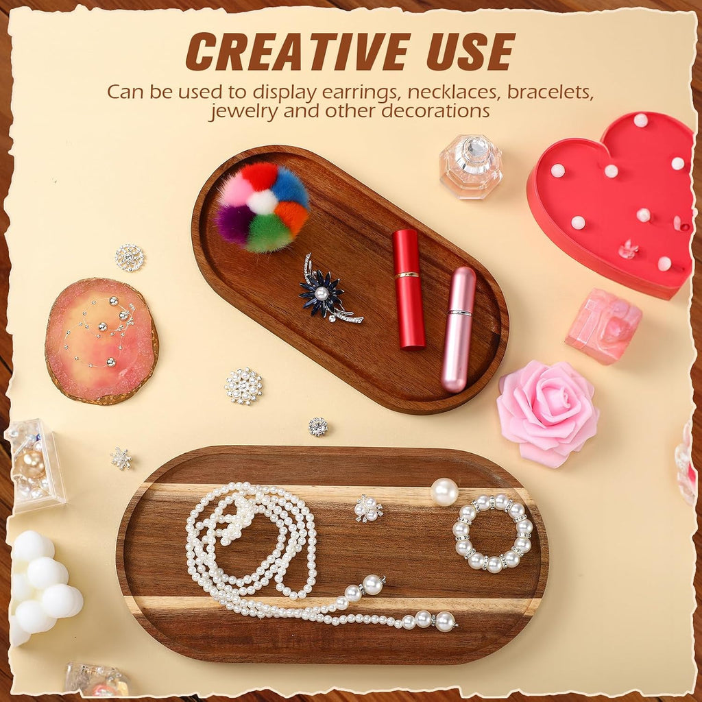 12 Pcs Wood Serving Trays 10 and 12 Inch Charcuterie Boards Oval Wooden Plates Serving Platter Cheese Dinner Plates