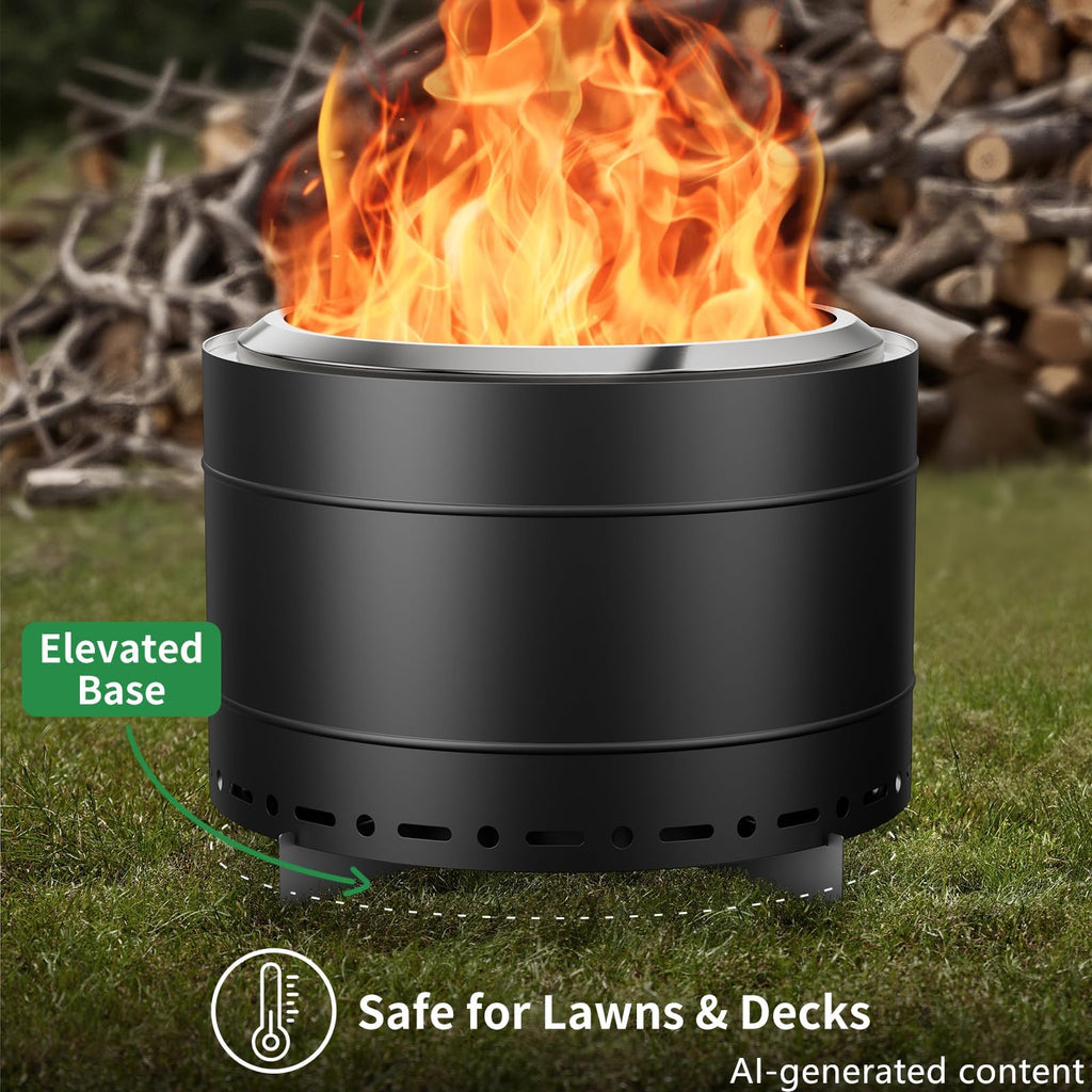 22 inch Smokeless Fire Pit with Carry Bag & Fire Poker
