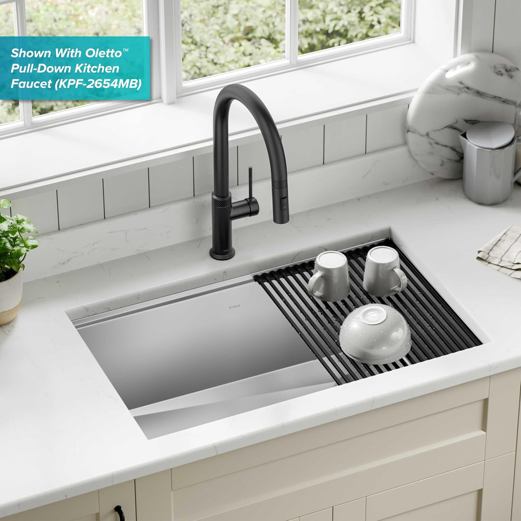 Stainless Steel 30 in Undermount Kitchen Sink KWU110-30 | 16-gauge TRU16 steel, integrated ledge for accessories