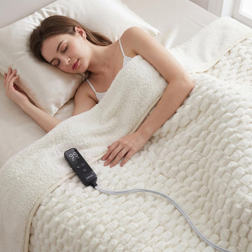 Heated Weighted Blanket for Adult 15 lbs, 48 x 72 inches, White