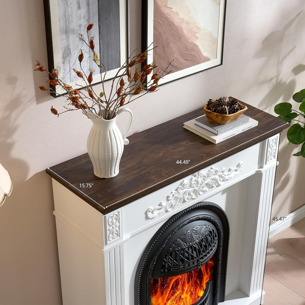 45" Birdcage-Style Electric Fireplace with Mantel, 46" Tall Fireplace TV Stand, Farmhouse Entertainment Center with