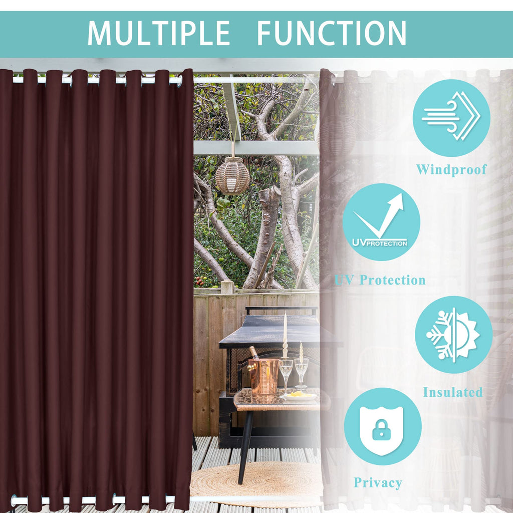Extra Wide Outdoor Windproof Curtains Panels Home Decorations Waterproof Blackout Drapes Garden Cabana Thermal