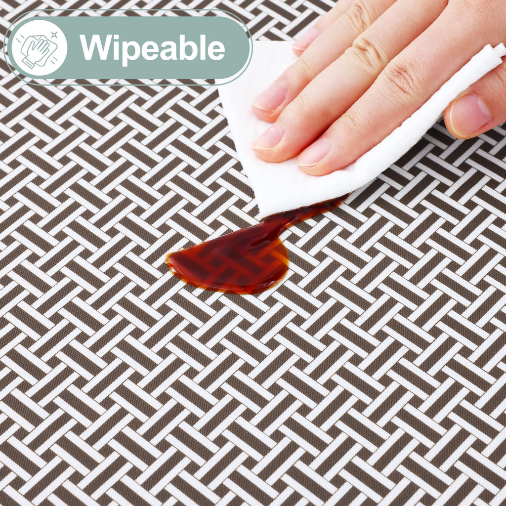 Round Fitted Vinyl Flannel Backed Tablecloth with Elastic Edge