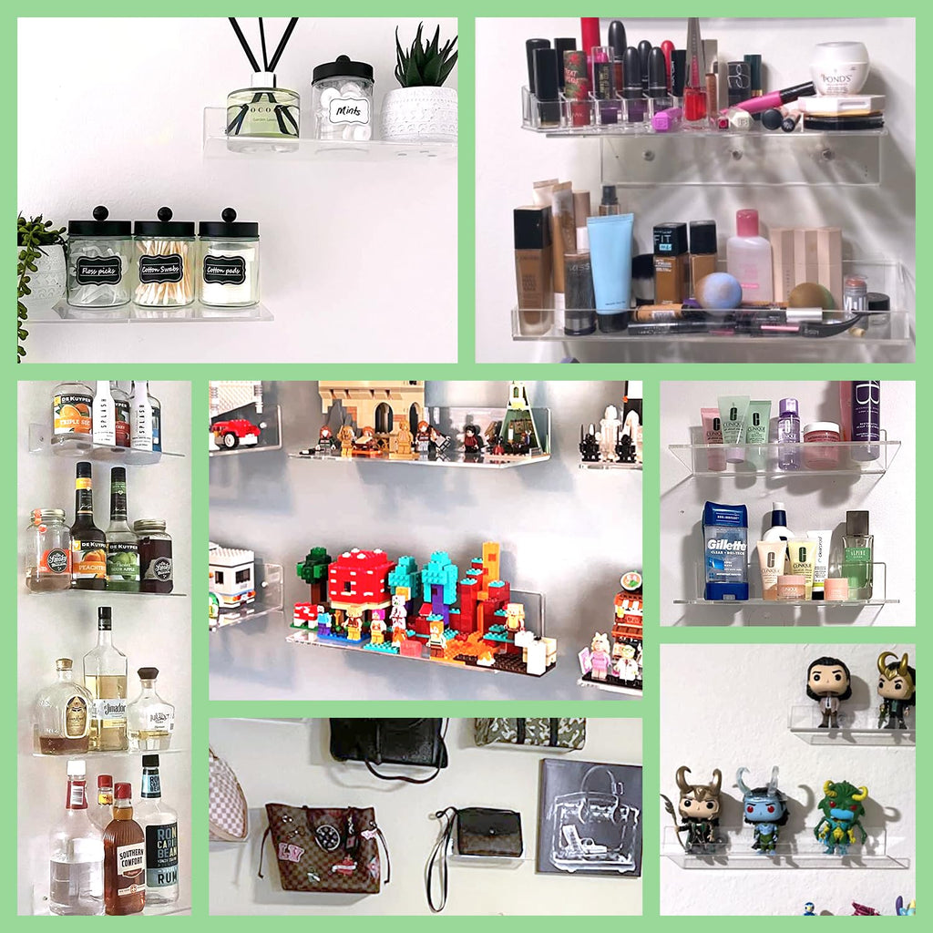 2 PCS 24" Acrylic Floating Shelves, Clear Shelf for Wall Display