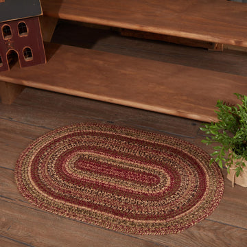 Cider Mill Primitive Jute Accent Rug Striped Oval Floor Decor 20"x30"
