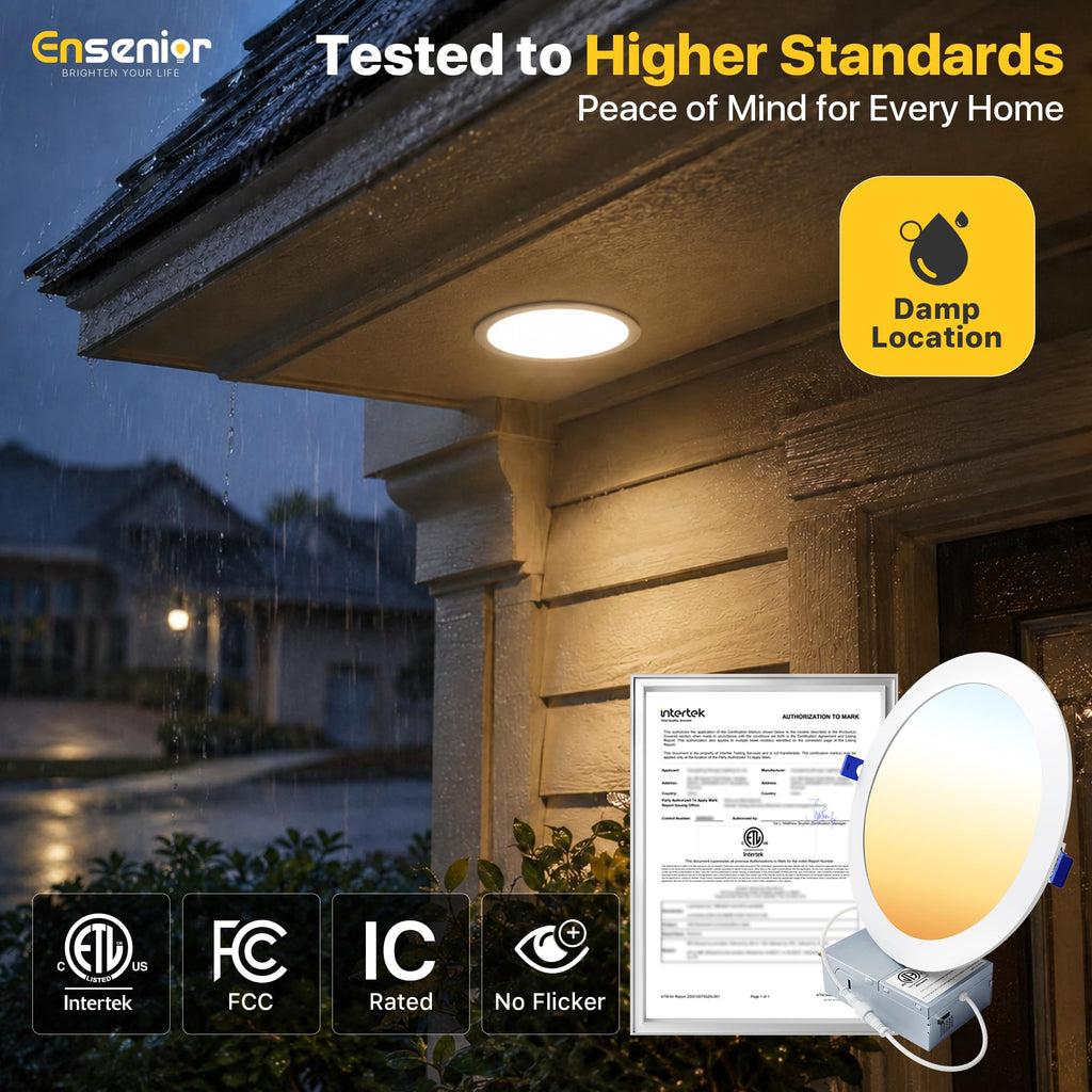 6 Pack 8 Inch LED Recessed Light, 5CCT Dimmable Canless Wafer