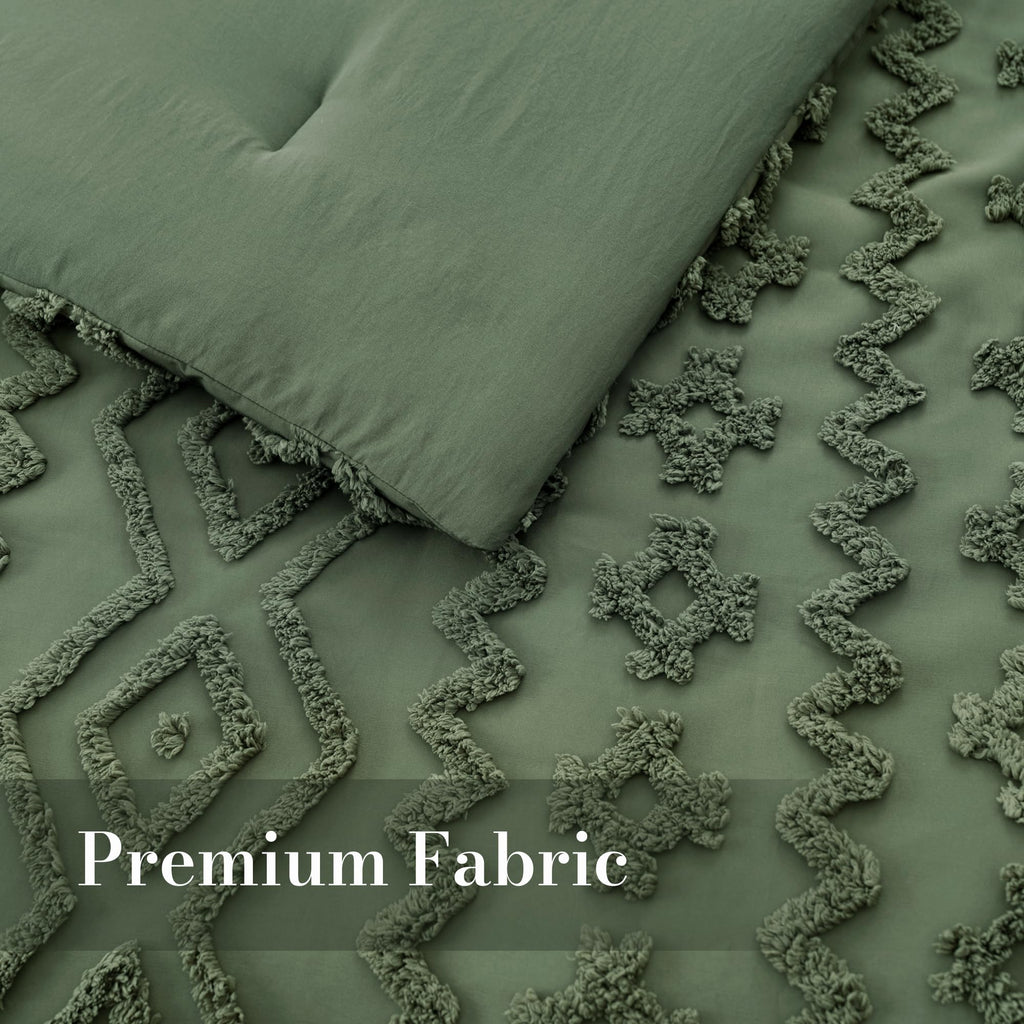 Tufted Boho Comforter Set Queen Size, 3 Pieces Soft Textured Bed Set, Lightweight Breathable Comforter for All