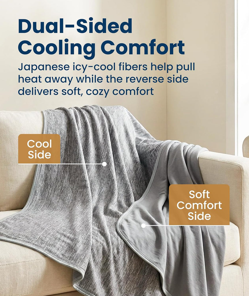 Cooling Blanket for Hot Sleepers - Soft, Lightweight & Breathable Throw Blanket with Easy to Clean Material - Luxury