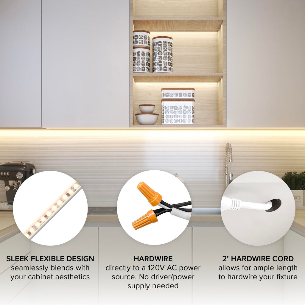 48 in. Hardwired LED Under Cabinet Strip Light, 1840 Lumens