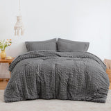 Love's cabin Seersucker Dark Grey Twin Comforter Set