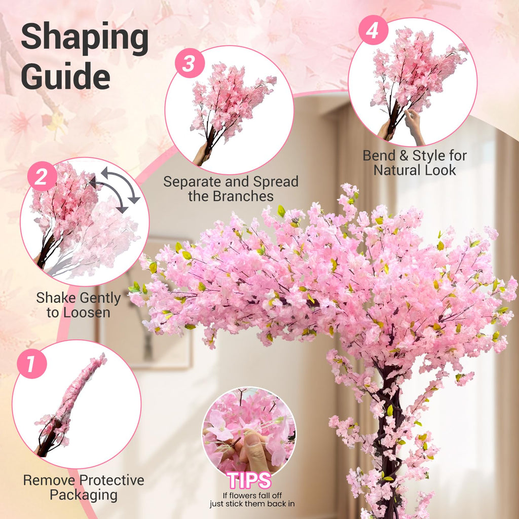 8.2FT Artificial Pink Cherry Blossom Tree, Faux Sakura Indoor Decor