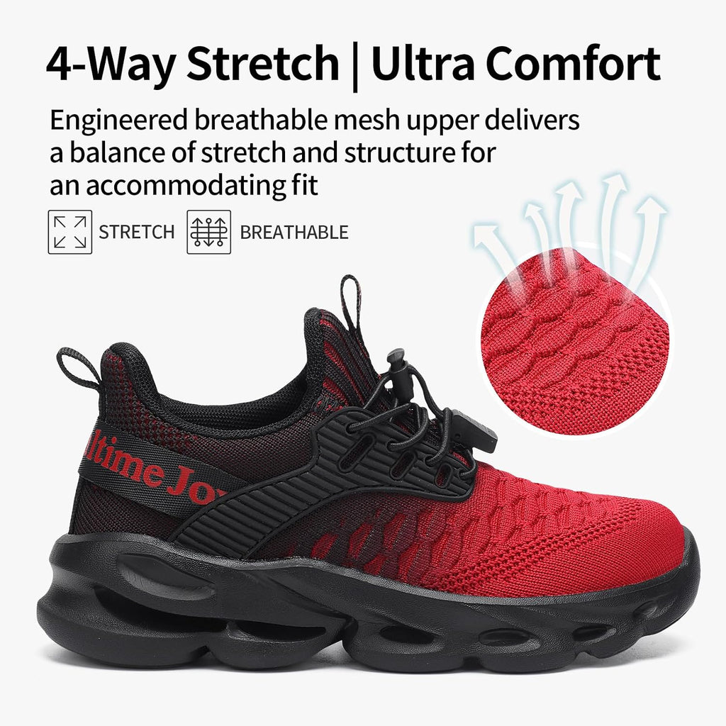 Girls Boys Sneakers Lightweight Breathable Kids Girls Boys Tennis Shoes Slip on with Bungee Lace Running Athletic