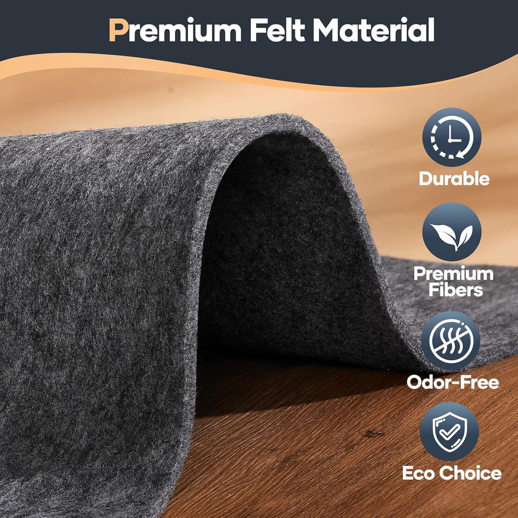 Felt Cushioned Rug Pad 8 x 10 Ft, 1/4 Inch Thick, Dense Needle-Punched Carpet Underlay for Area Rugs, Protector Mat - Set of 80