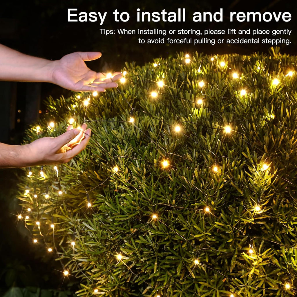 360 LED Christmas Net Light, Net Lights Outdoor,12ft x 5ft Bush Lights Outdoor Waterproof Connectable Green Wire