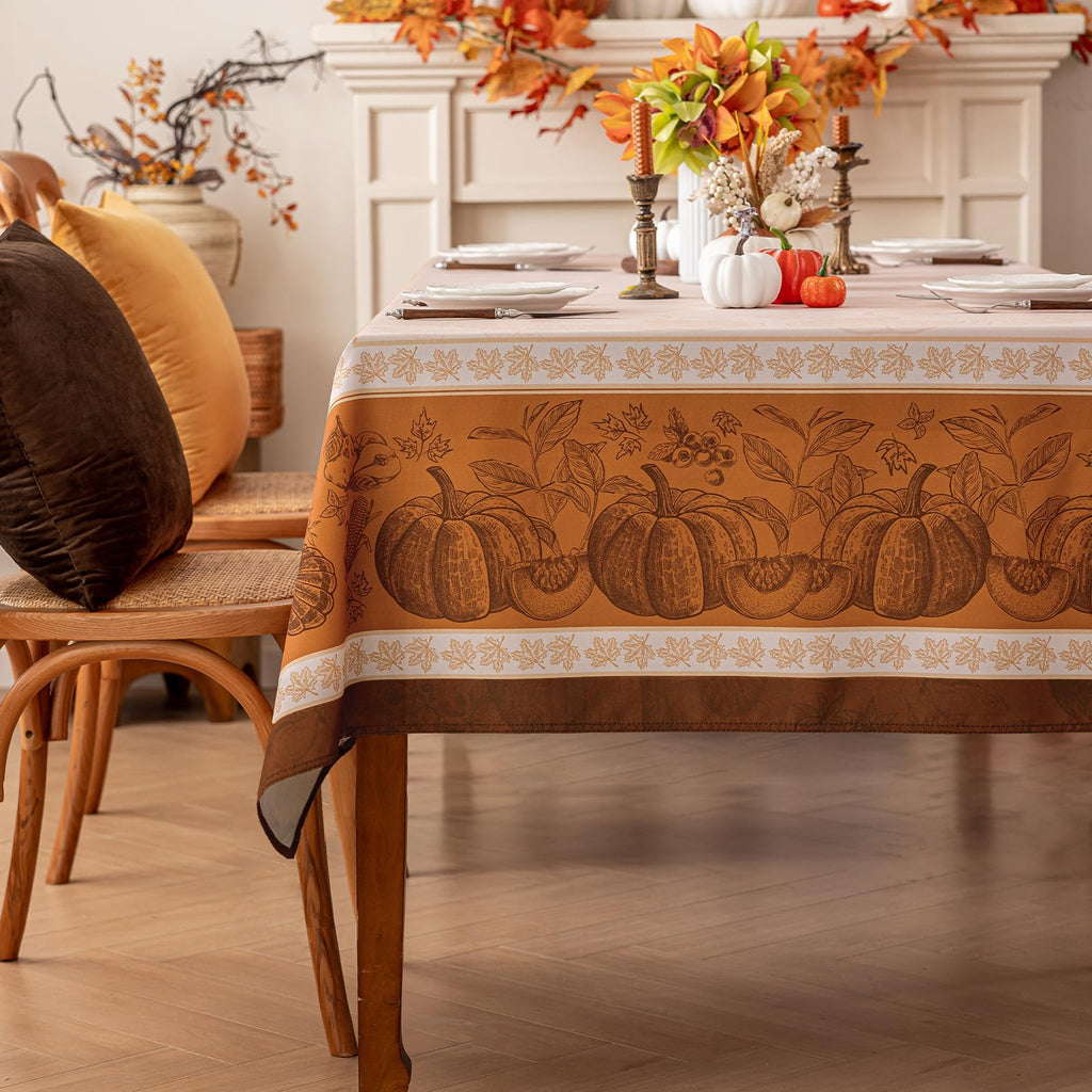 Fall Thanksgiving Square Tablecloth 54 x 54 Inch, Orange