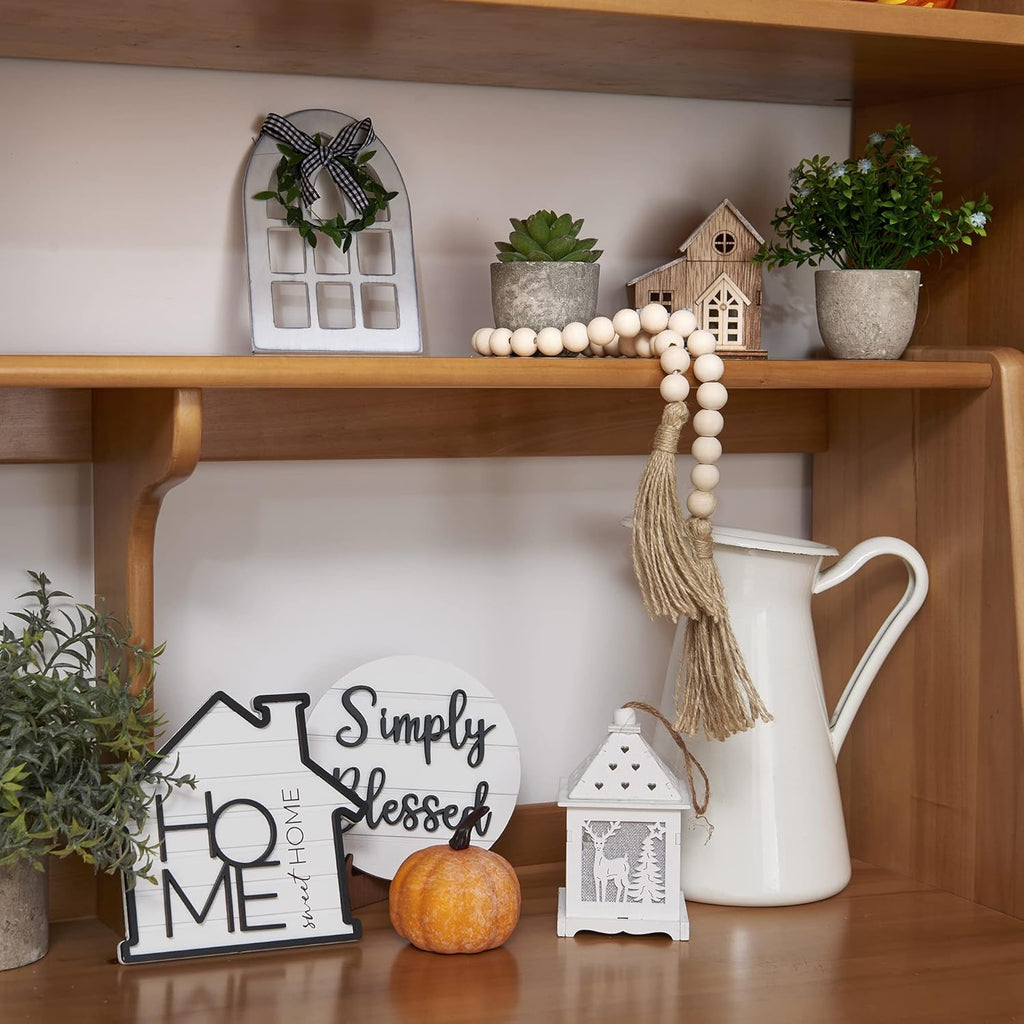 Rustic Farmhouse Tiered Tray Set with Succulent & Plant - Home Decor s (Set of 8 Without Trays)