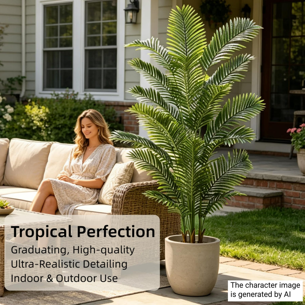 7FT Artificial Palm Trees 2 Pack, Faux Lifelike Tropical Cane Palm