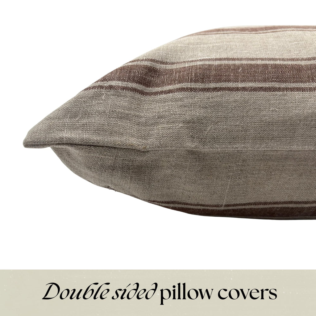Linen Throw Pillow Covers Stripe Pillow Cover 18x18 inch Spring Decorative Pillow Covers