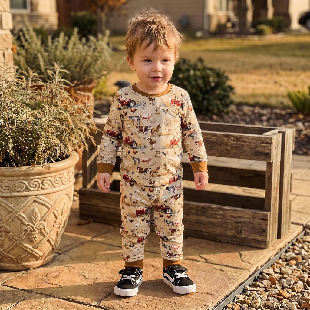 Toddler Baby Boy Outfit Hunting Crewneck Long Sleeve Shirt Pullover Tops and Pants 2 Piece Clothes Set