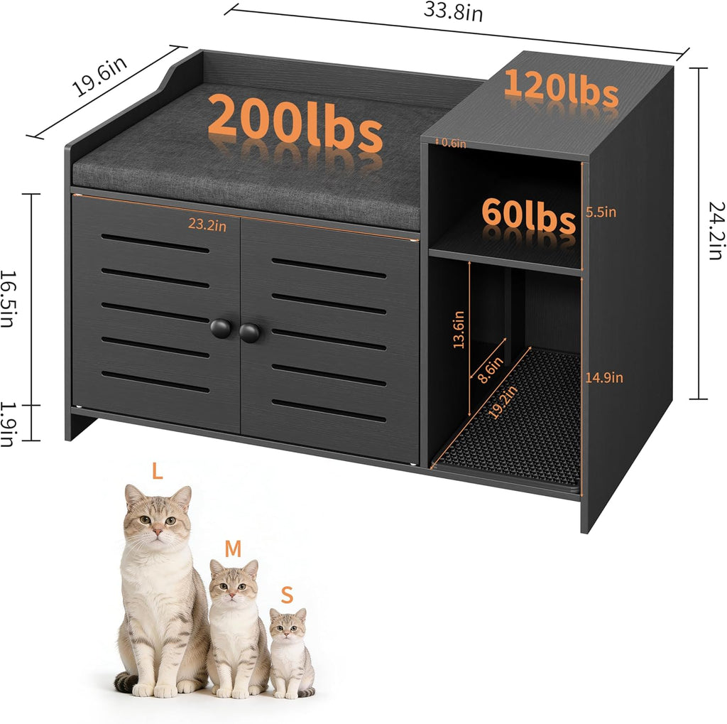 Cat Litter Box Enclosure, Hidden Litter Box Cabinet Furniture
