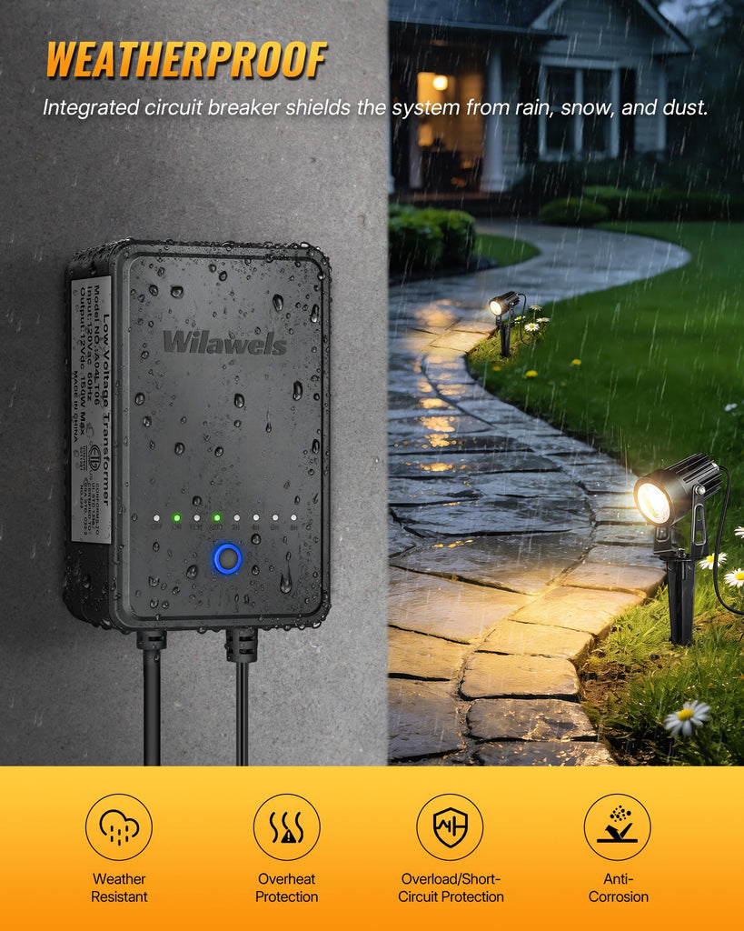 All-in-One LED Low Voltage Landscape Lighting Kit, 12-Pack Landscape Lights with Transformer, 100FT Wire