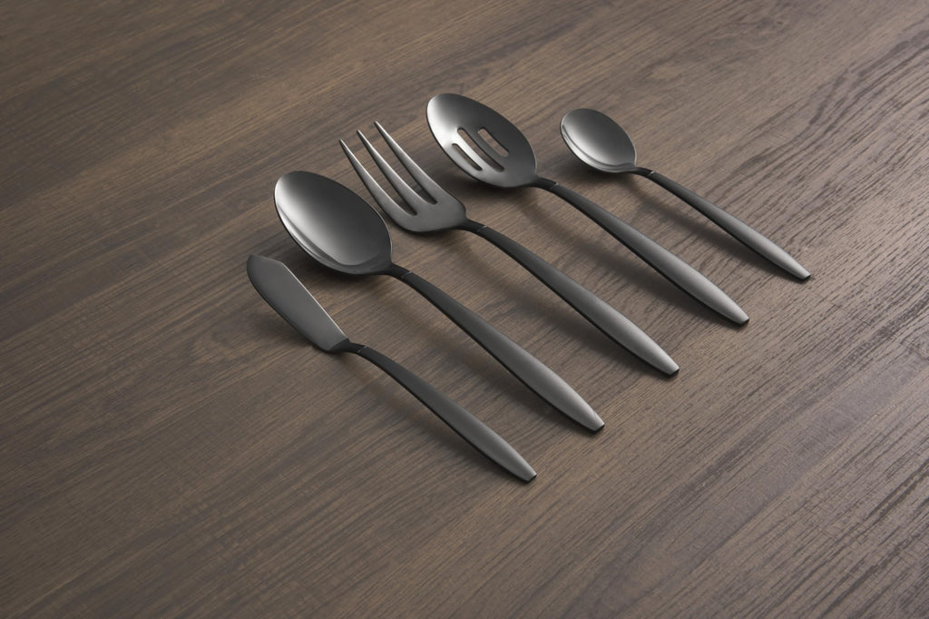 Mathison Black Sand/Mirror 45-Piece Flatware Set